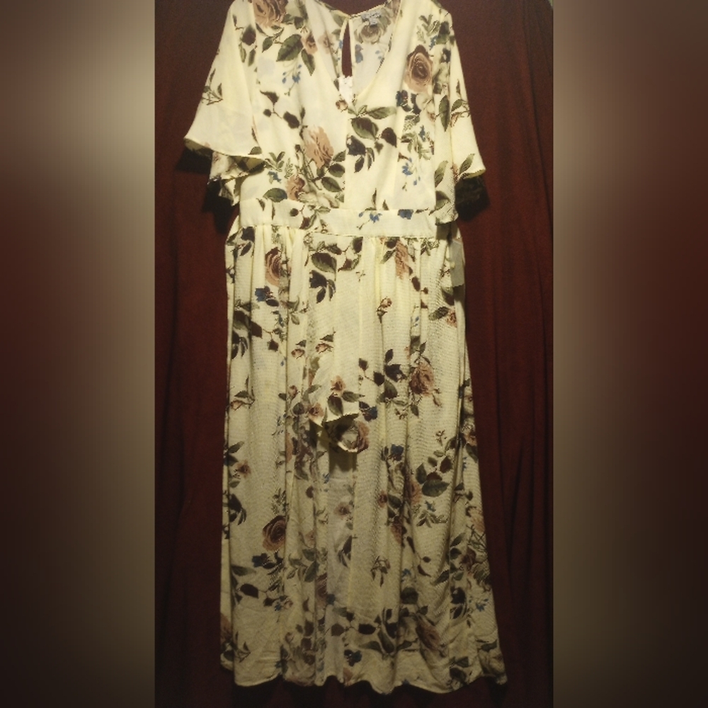Floral Flutter Sleeve Maxi Romper Dress